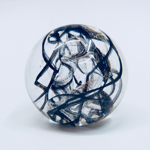 DB-657 Paperweight Black Dichroic Abstract $100 at Hunter Wolff Gallery